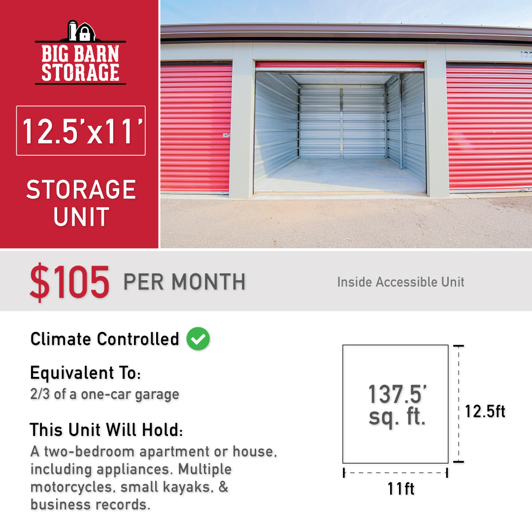 Unit Pricing Big Barn Storage Madison, WI